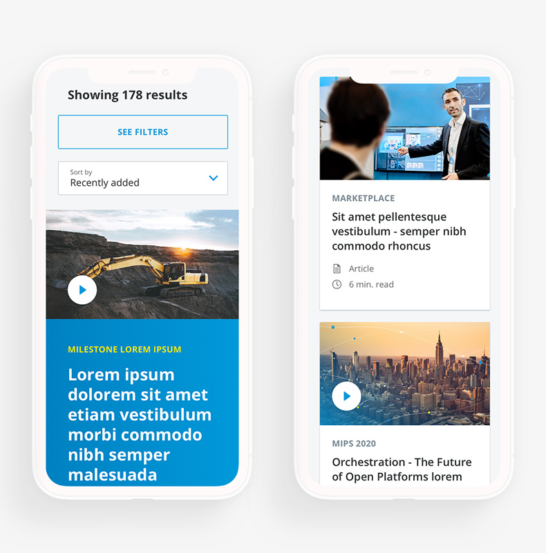 Milestone Systems mobile design examples